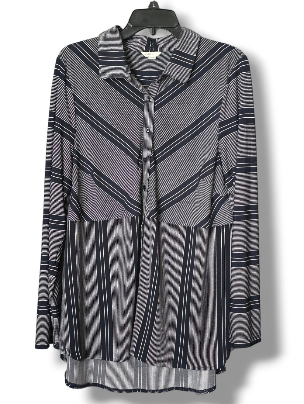 Cato Navy Striped Long Sleeve Blouse - Size XL - Picture 1 of 4